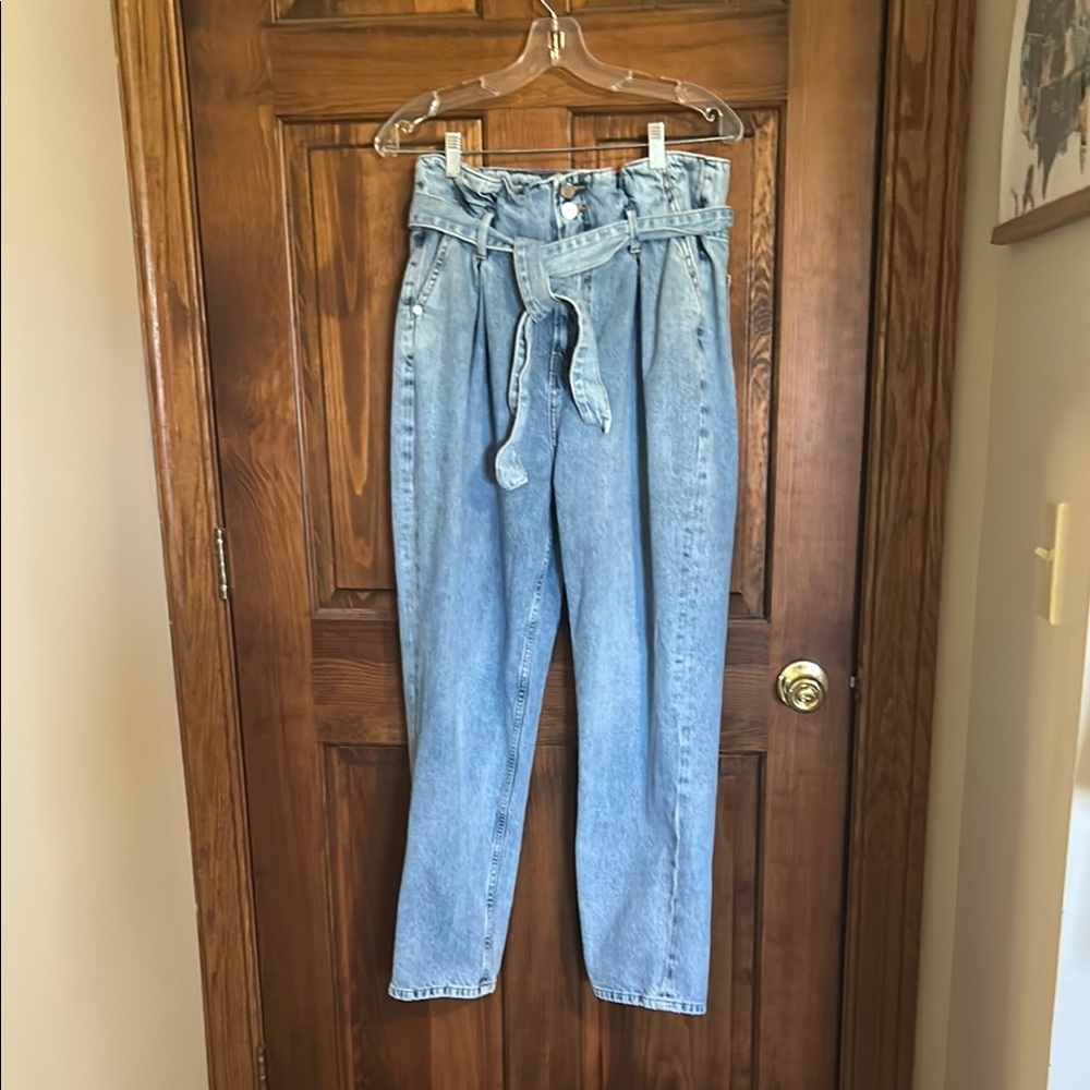 Anine Bing Blue High Rise Jeans with Tie Waist